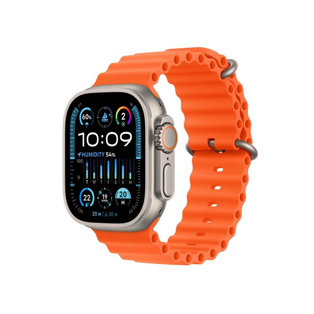 Apple Watch Ultra 2 49mm Titanium Case with Orange Ocean Band