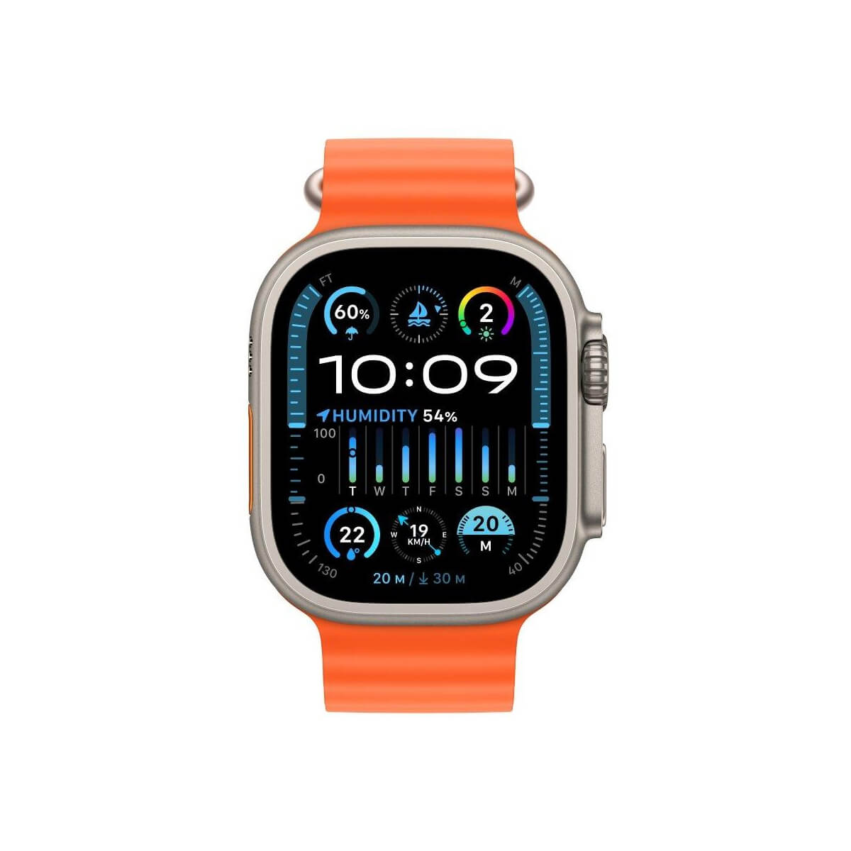 Apple Watch Ultra 2 49mm Titanium Case with Orange Ocean Band