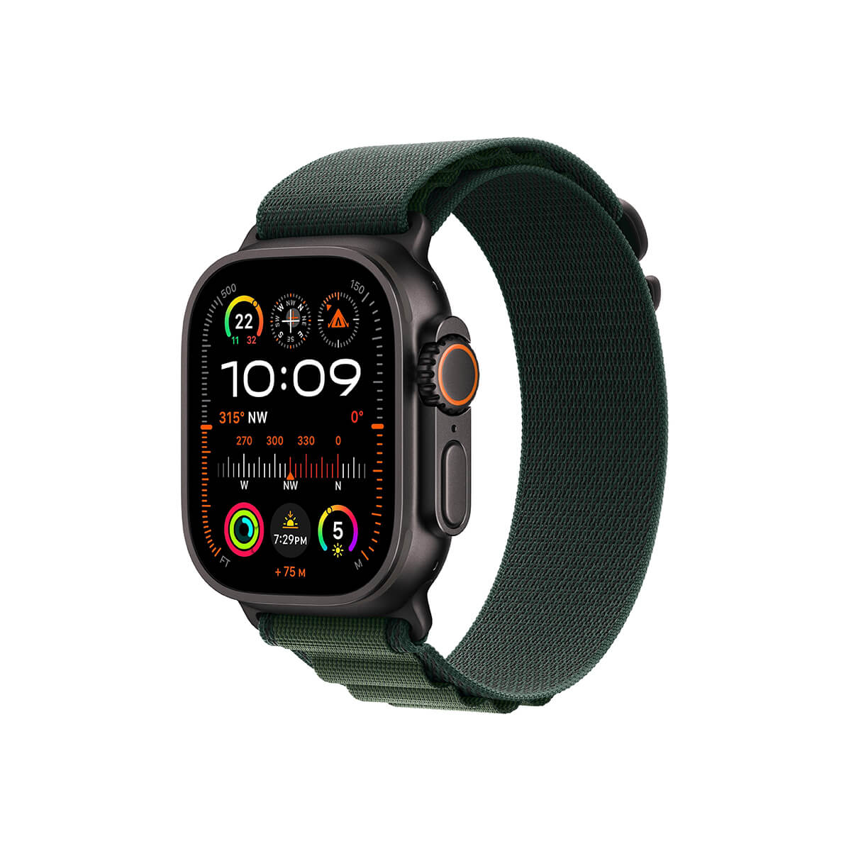 Apple Watch Ultra 2 49mm Black Titanium Dark Green Alpine Loop L