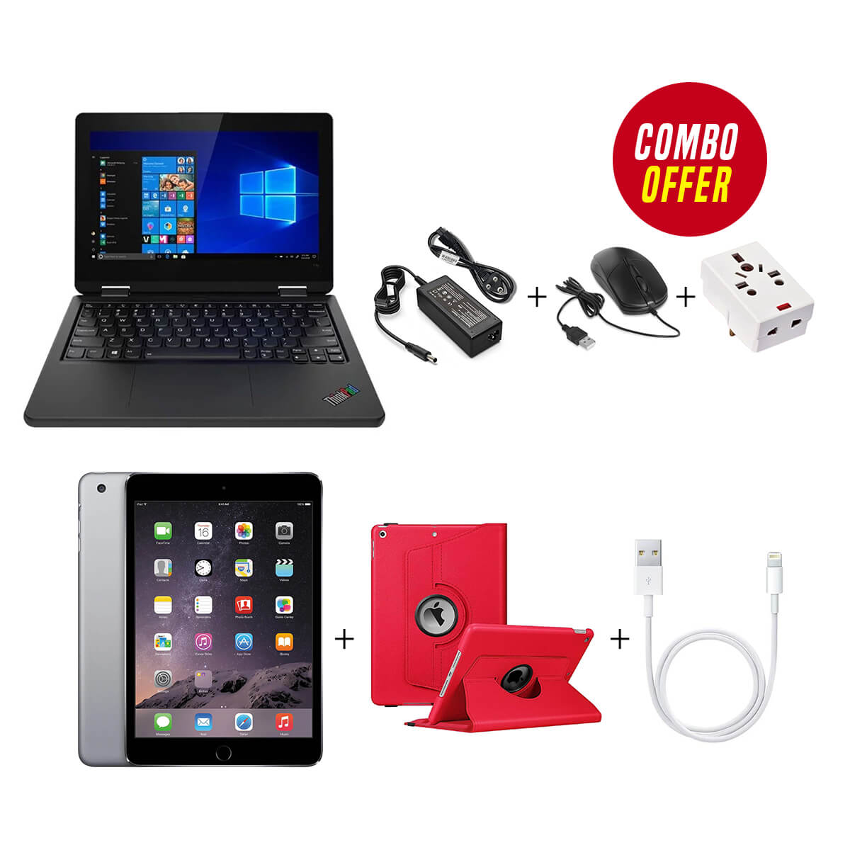Used Lenovo Yoga 11e Laptop + Used iPad Mini 1 (4 Items Combo Bundle)