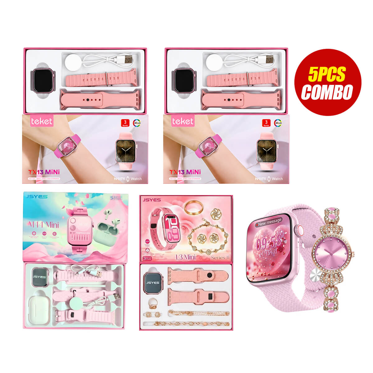 Ladies Smartwatch Mix Collections (5 Pcs Combo Bundle)