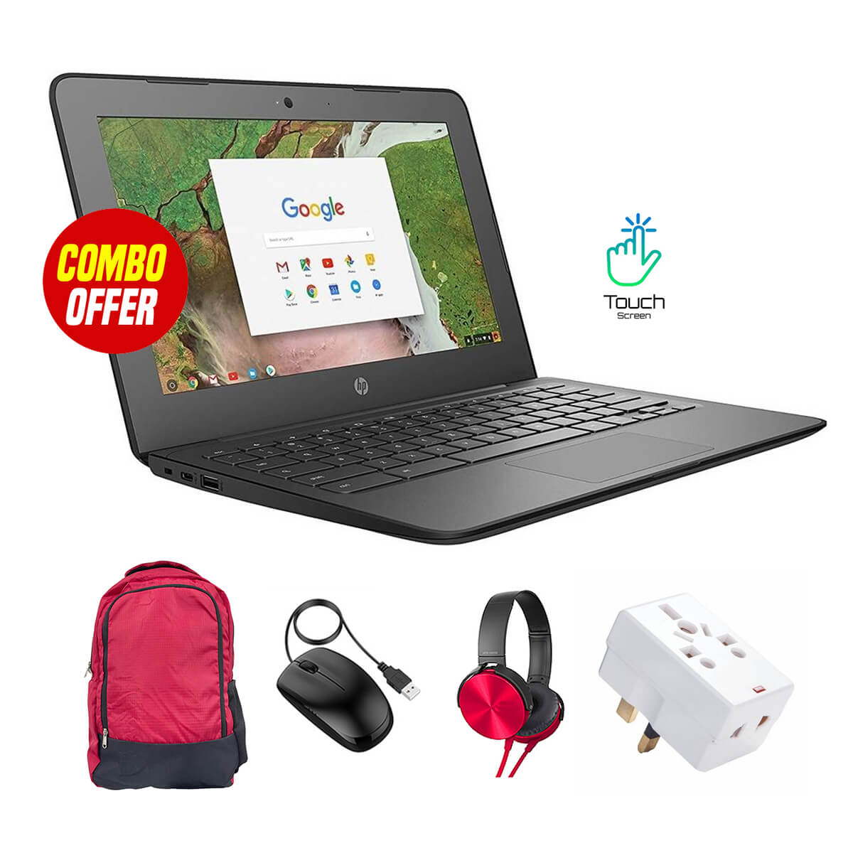 Used HP G6 Chromebook Touch 4GB RAM + 16GB Memory (4 Items Combo Bundle)