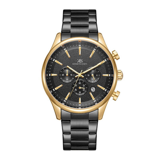 Kenneth Scott Men's Black Dial Chronograph Watch - K22105-GBBB