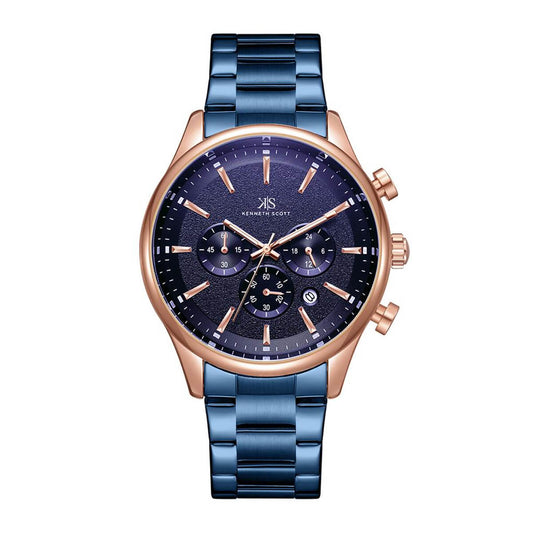 Kenneth Scott Men's Blue Dial Chronograph Watch - K22105-KBNN