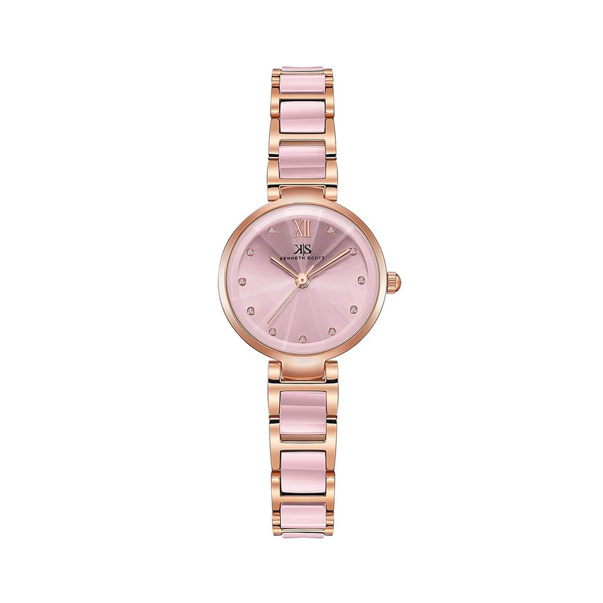 Kenneth Scott Women's Pink & Rose Gold Analog Alloy Strap Watch K22531-KCPK
