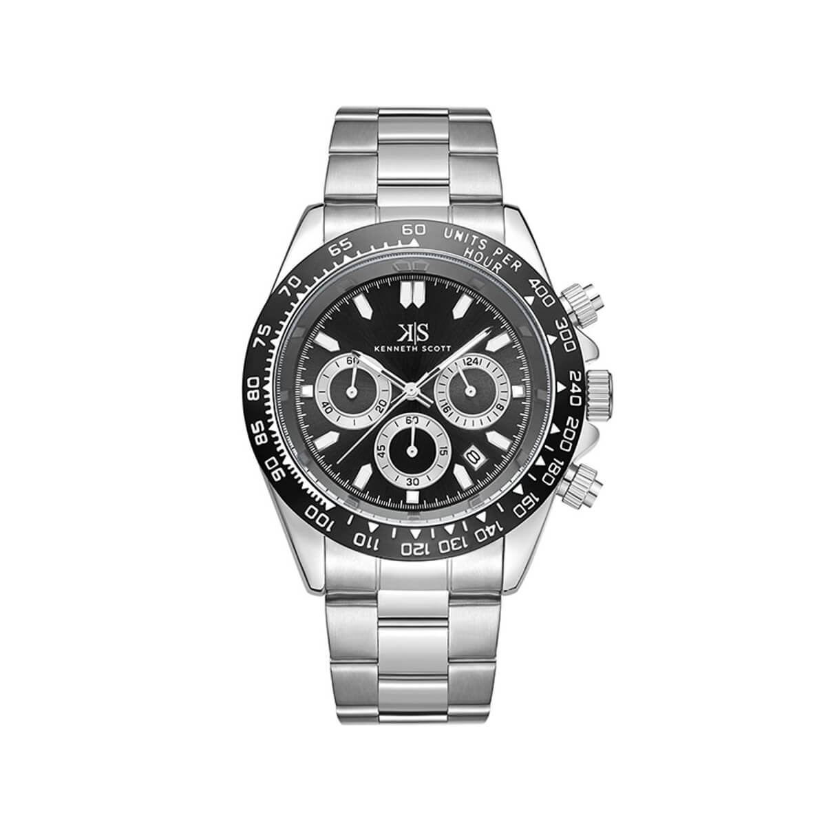 Kenneth Scott Men's Black Dial Multi Function Watch - K23123-SBSB