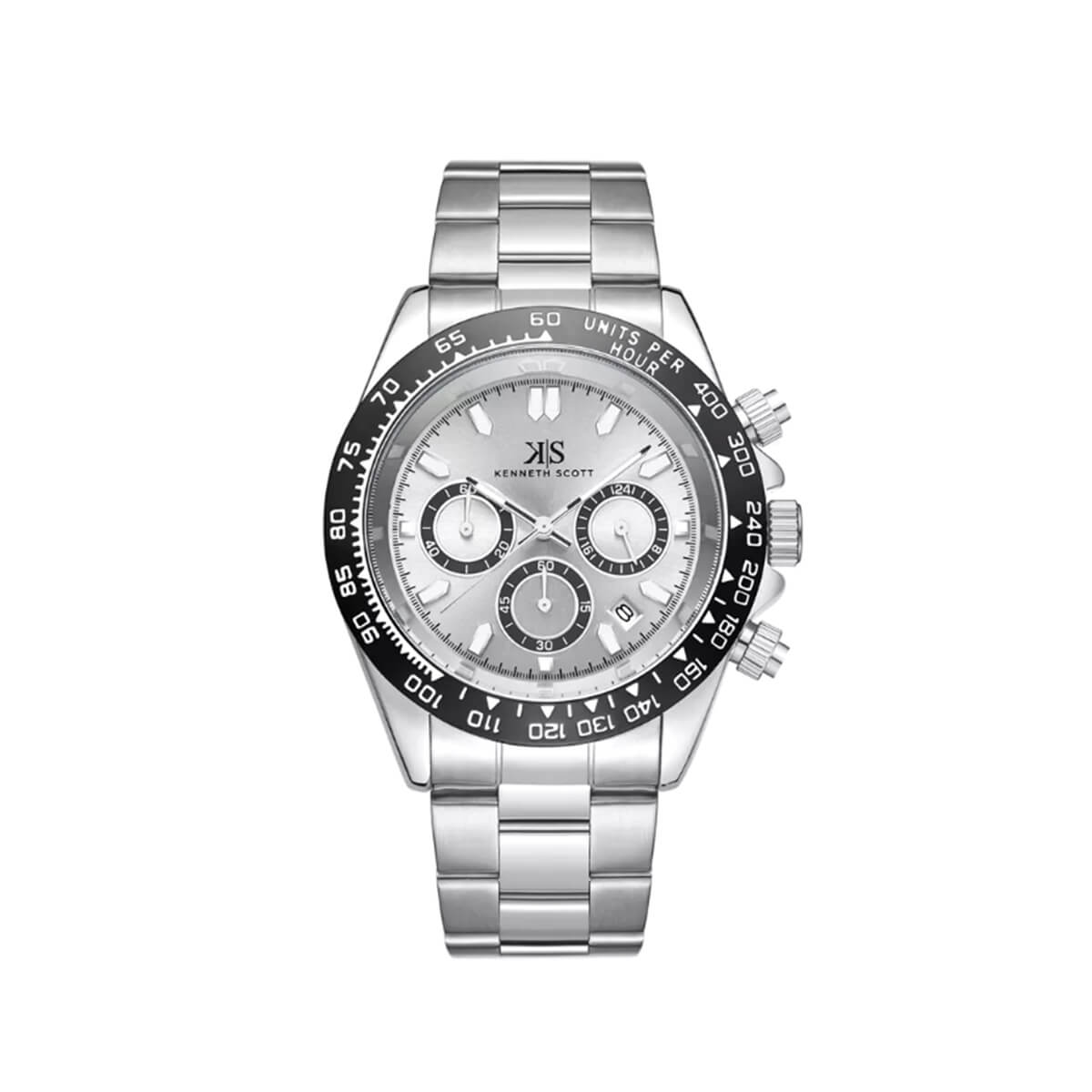 Kenneth Scott Men's White Dial Multi Function Watch - K23123-SBSWB