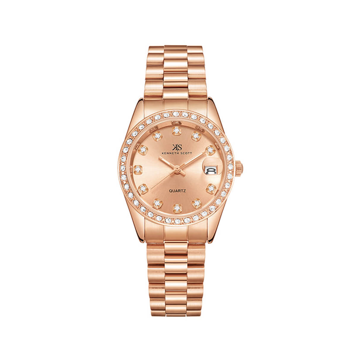 Kenneth Scott Women's Rose Gold Dial Analog Watch - K23545-RBKK