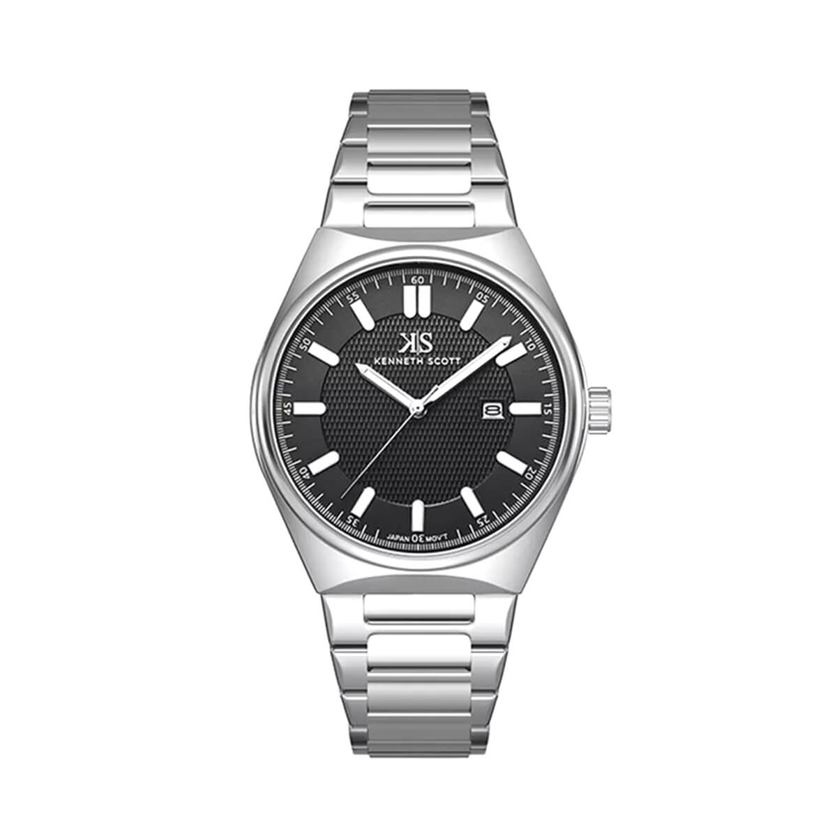 Kenneth Scott Men's Black Dial Analog Watch - K24016-SBSB