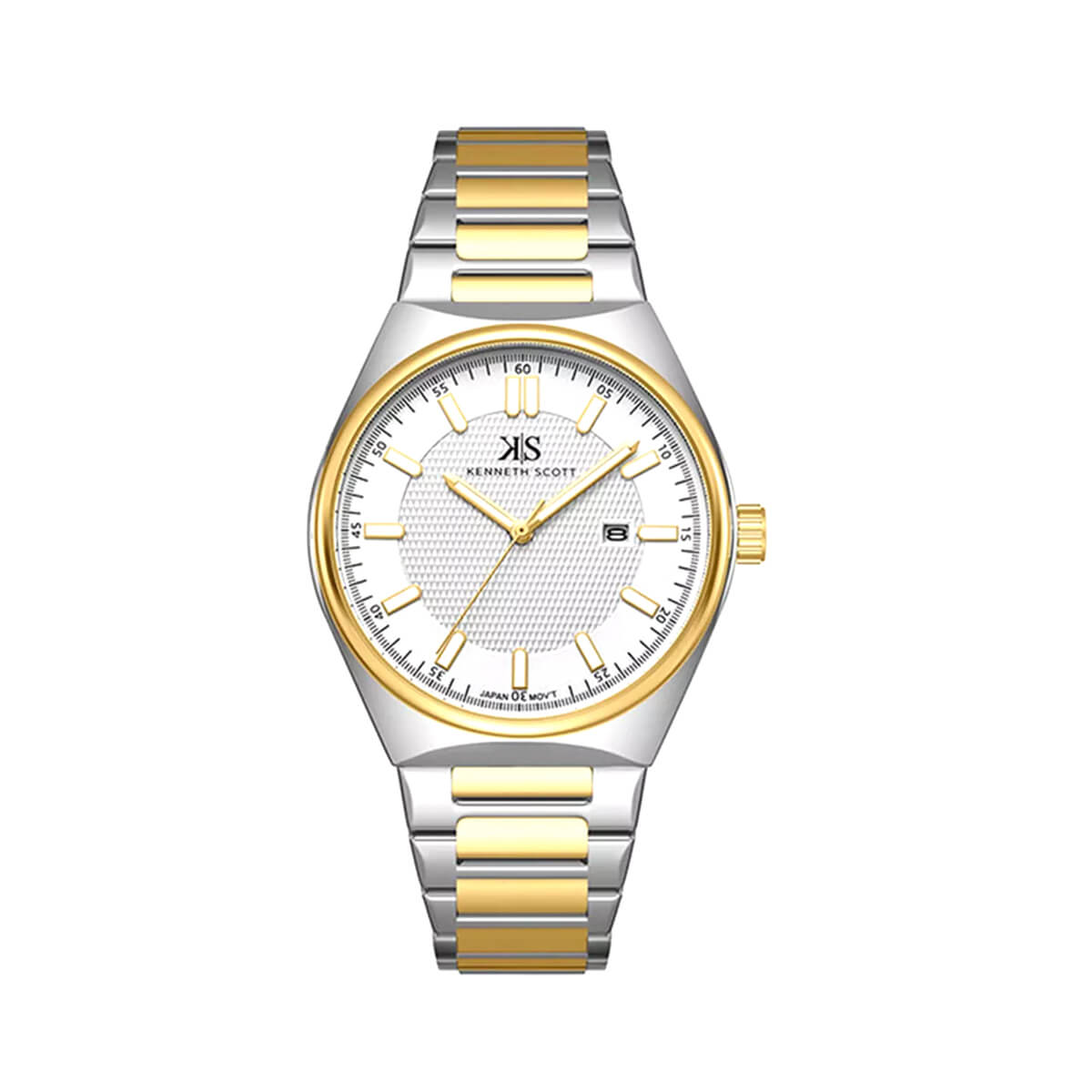 Kenneth Scott Men's White Dial Analog Watch - K24016-TBTW
