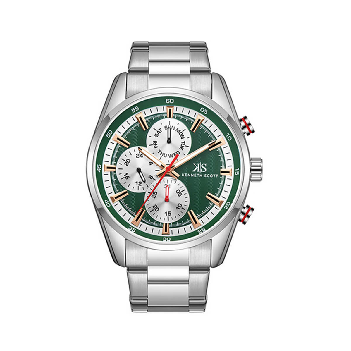 Kenneth Scott Men's Green Dial Analog Watch - K24117-SBSH