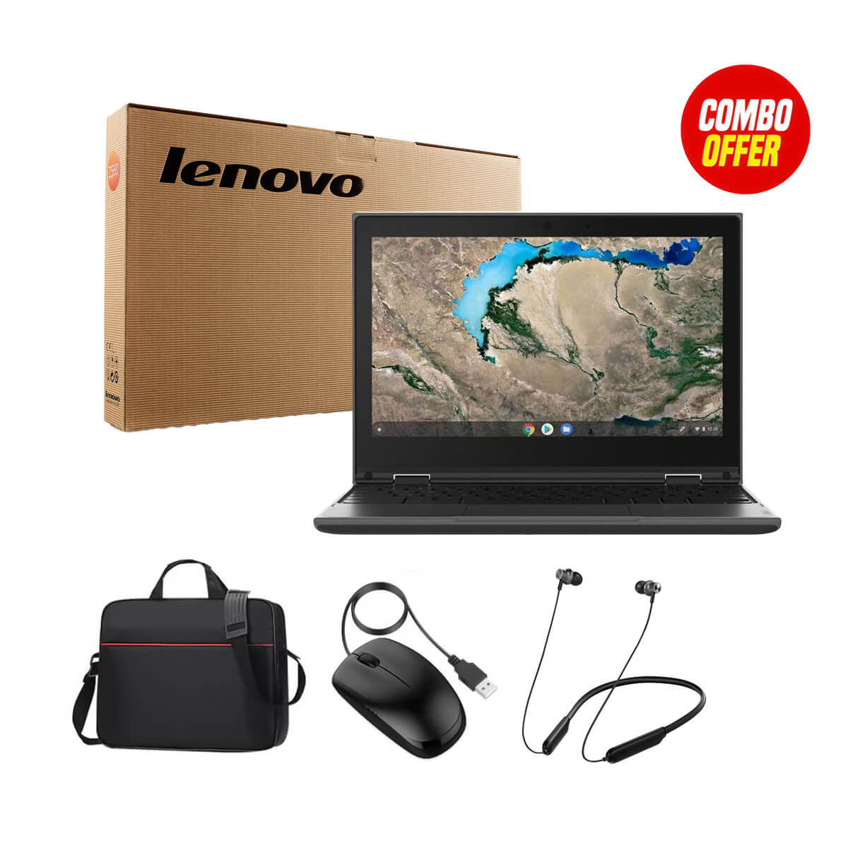 Used Lenovo Chromebook 300e 4GB RAM + 32GB Memory with Box (3 Items Combo)