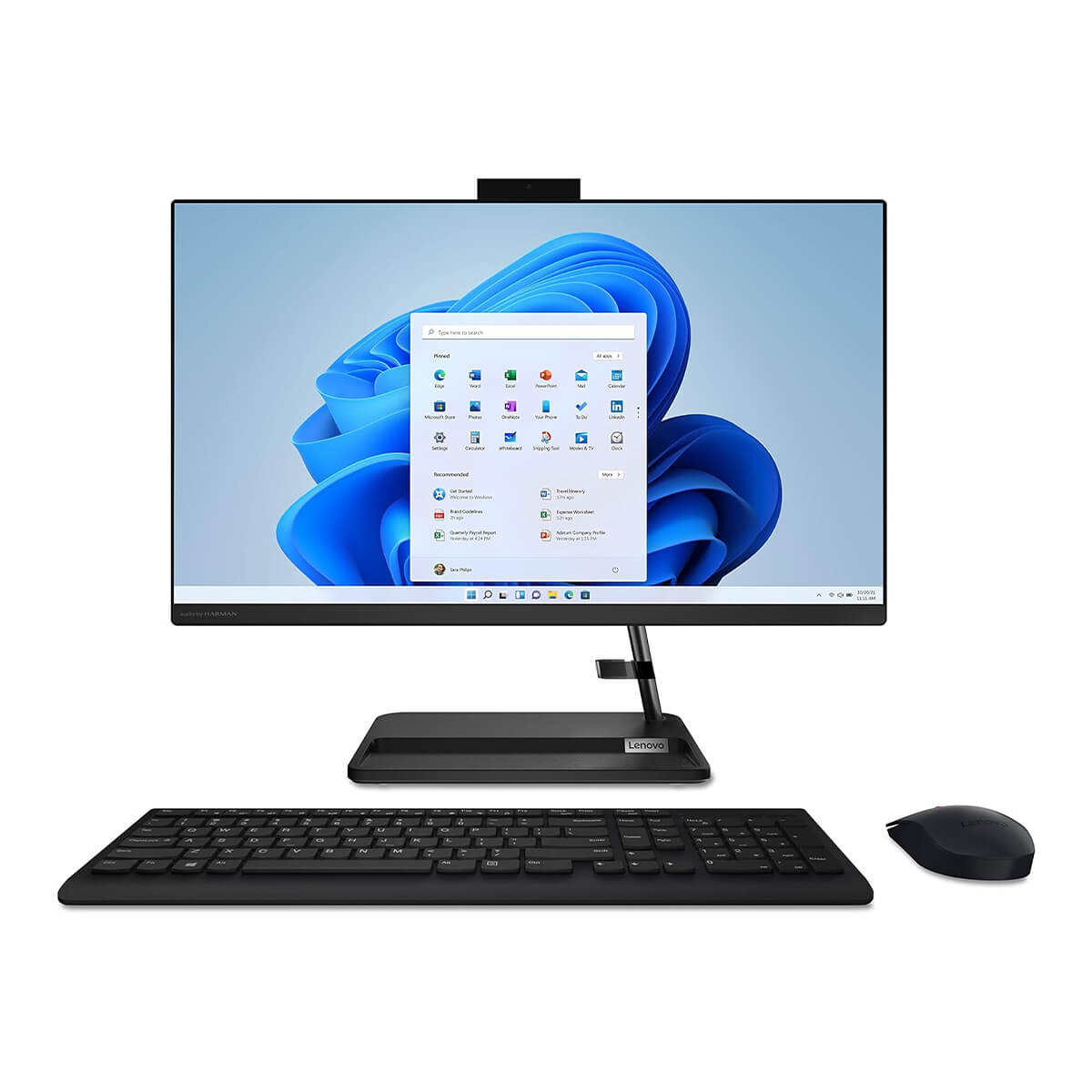 كمبيوتر لينوفو ايديا سنتر AIO 3 مقاس 23.8 بوصة، معالج انتل كور i7 من الجيل الحادي عشر، ذاكرة وصول عشوائي 16 جيجابايت، قرص صلب سعة 1 تيرابايت (F0G50099AX) - أسود