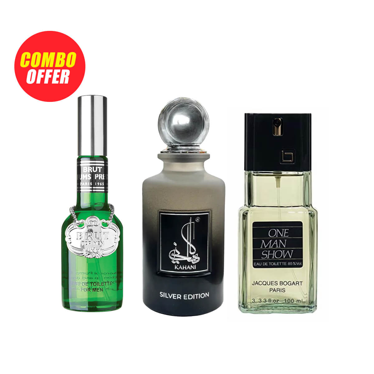 Kahani Silver Edition, One Man Show, Brut Perfume (3 Pcs Combo)