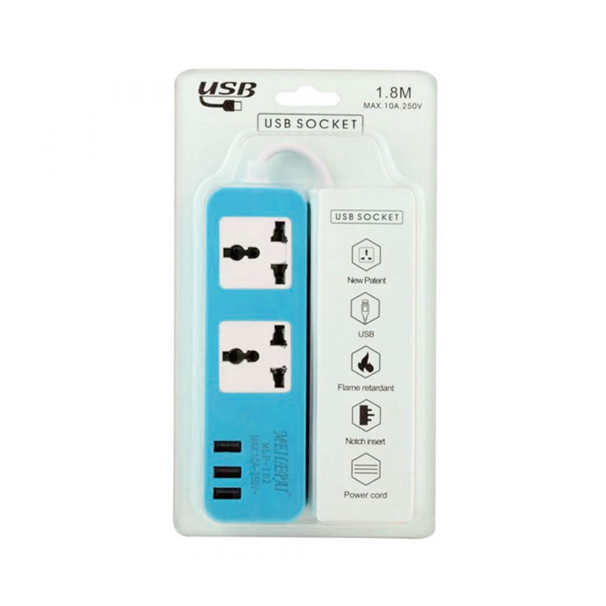 مقبس USB 1.8 متر مع (2 مقبس، 3 منافذ USB A) LH-102