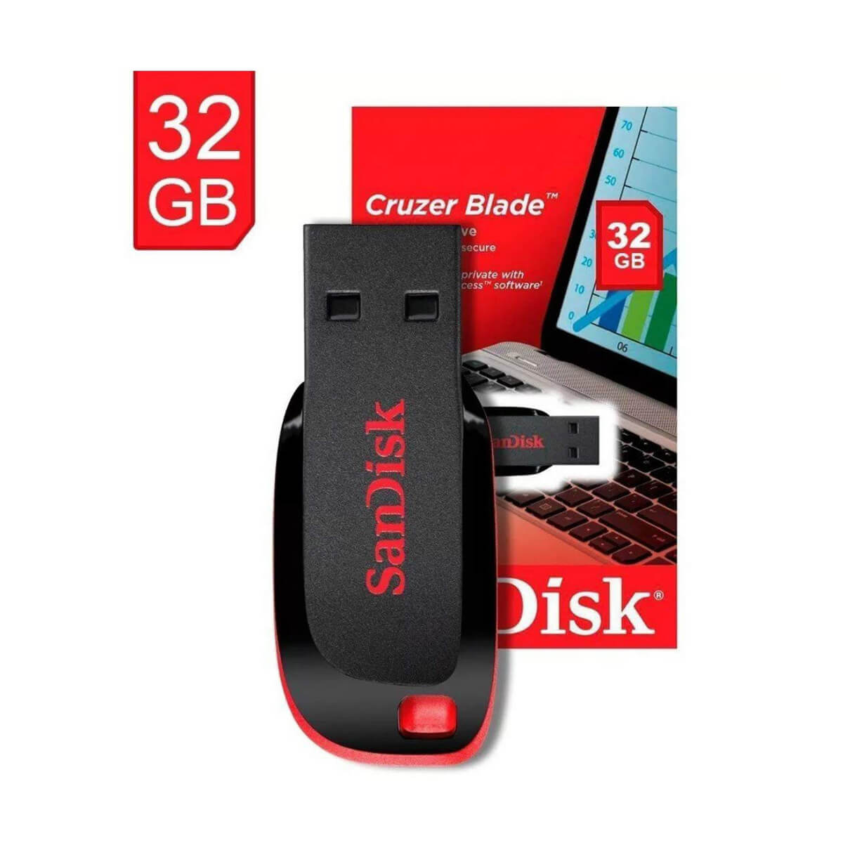 محرك أقراص فلاش USB 2.0 Cruzer Blade من SanDisk بسعة 32 جيجابايت