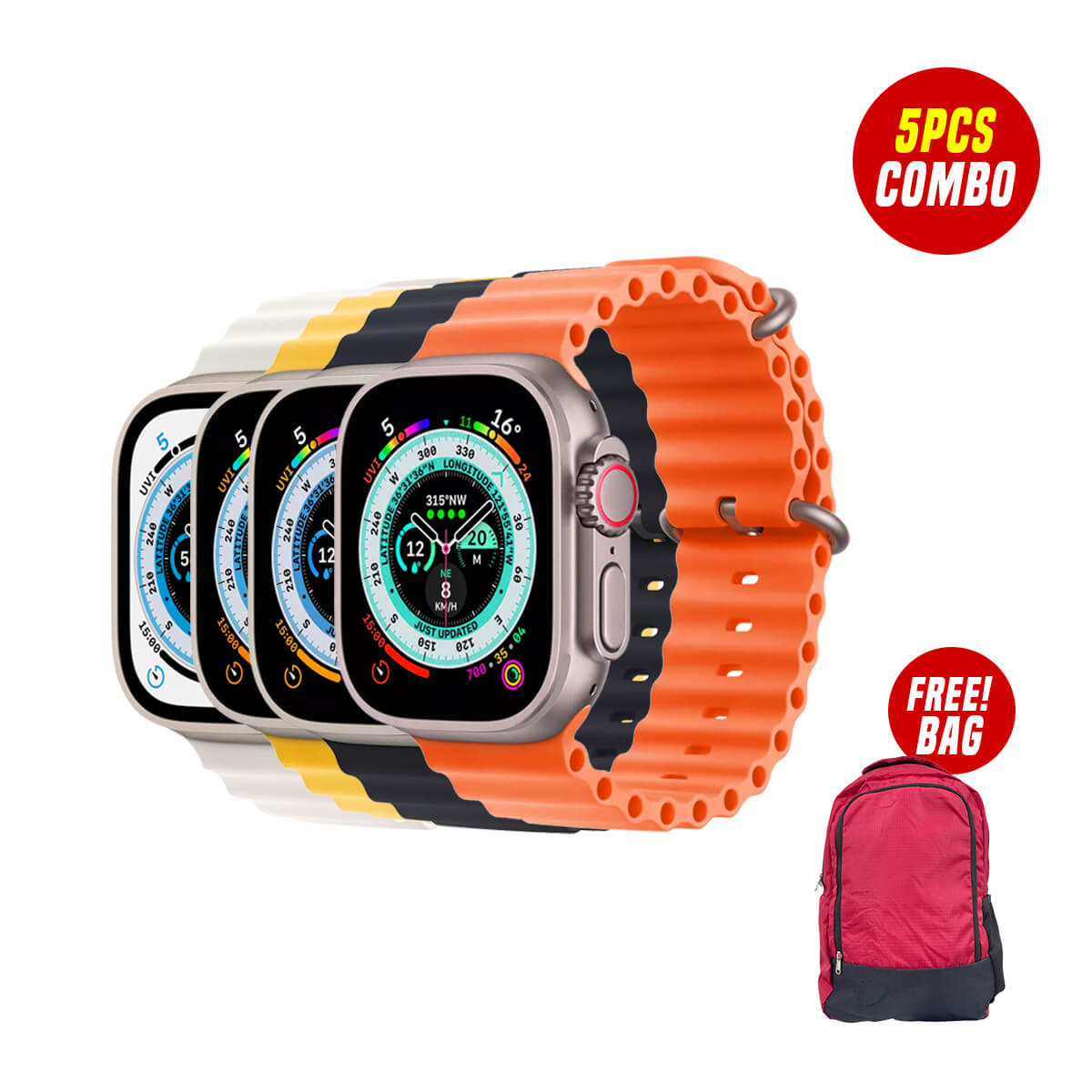 T800 Ultra 2 Smartwatch 5 PCS Combo Bundle