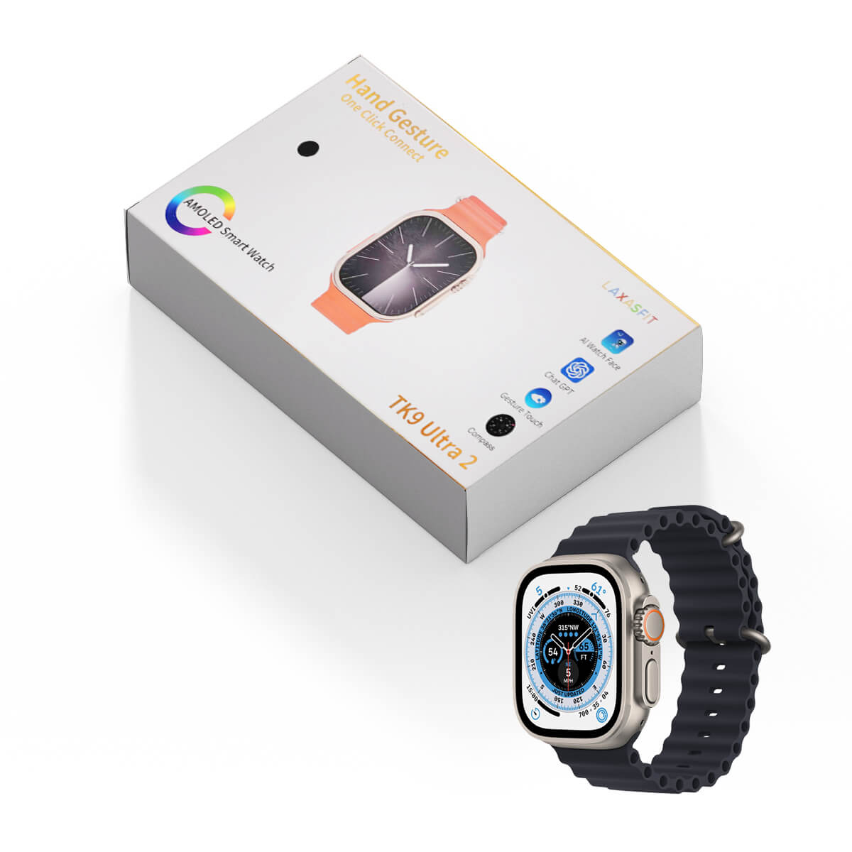 ساعة Laxasfit TK9 Ultra 2 AMOLED الذكية مع إيماءات اليد