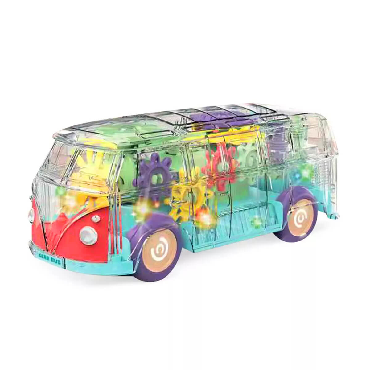 Transparent Gear Bus Music and Light Toy KL1409