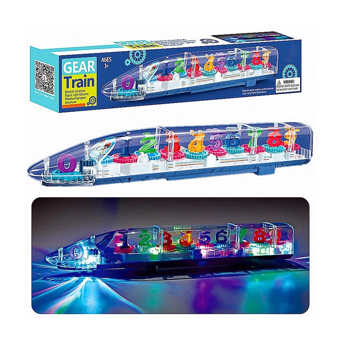 Transparent Gear Train with Alphabets Music and Light Toy