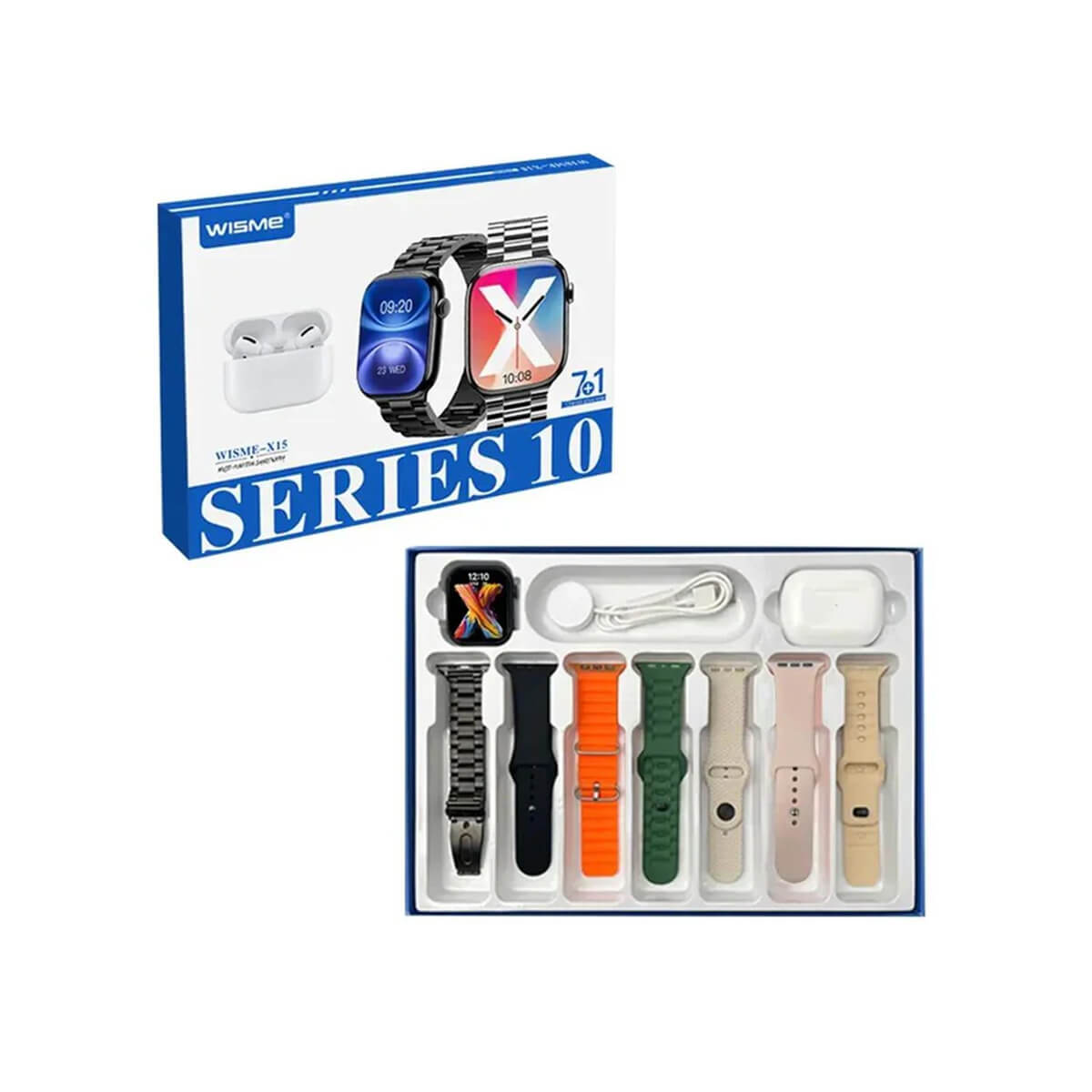 Wisme X15 Smartwatch 7+2 Straps with Airpods