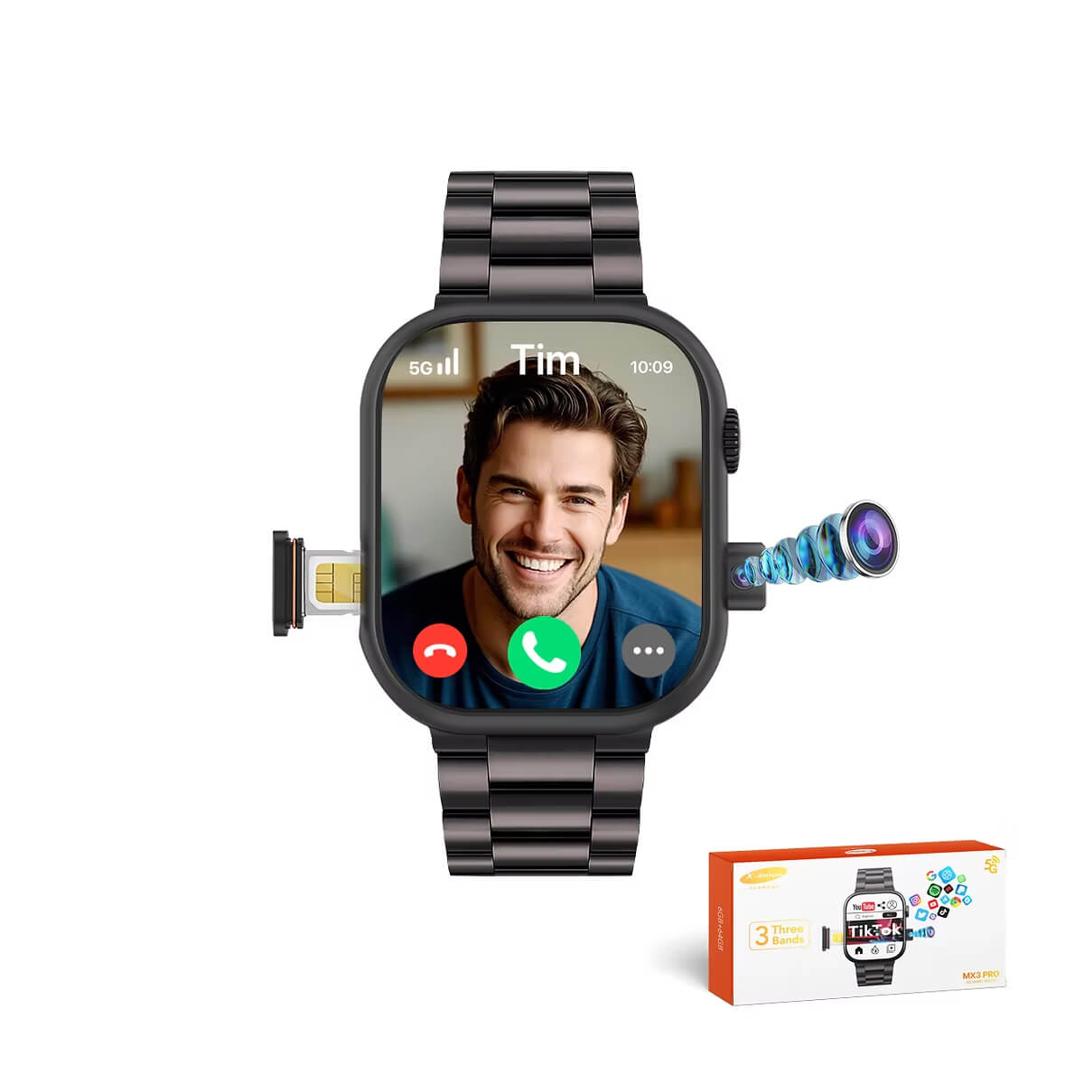 X-inova Smartwatch MX3 Pro with 3 Bands (SIM & Camera Support)
