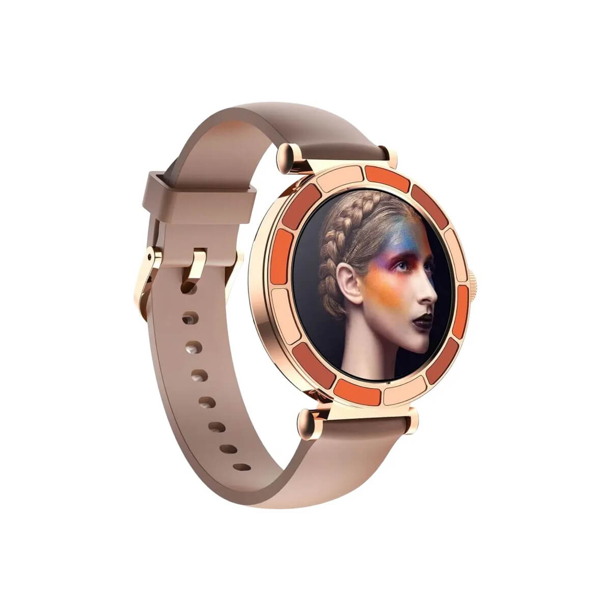 Xcell Celine Smartwatch Gold Frame Brown Strap