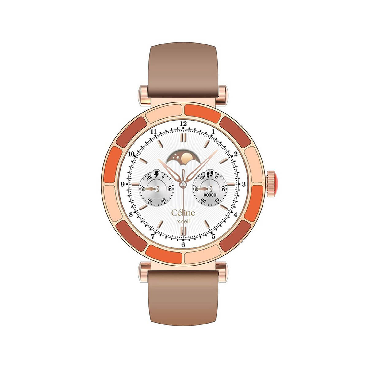 Xcell Celine Smartwatch Gold Frame Brown Strap