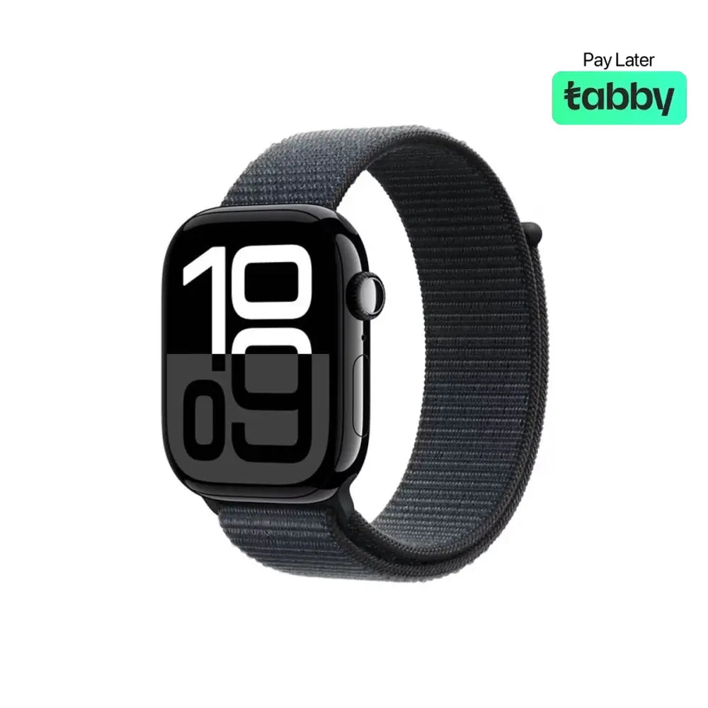 Apple Watch Series 10 42mm (GPS + Cellular) Jet Black Aluminum Case Denim Sport Band S/M