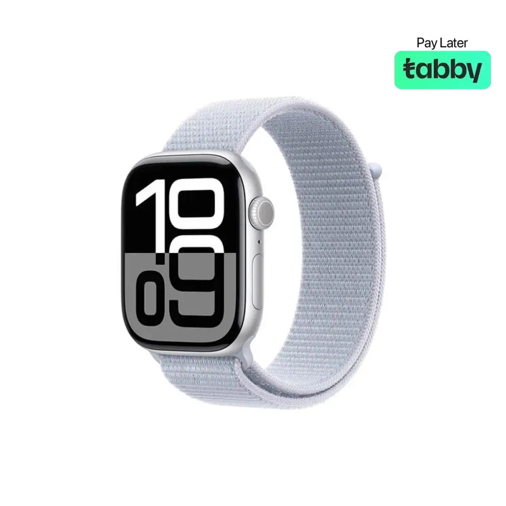 Apple Watch Series 10 46mm GPS Silver Aluminium Case with Blue Cloud Sport Loop