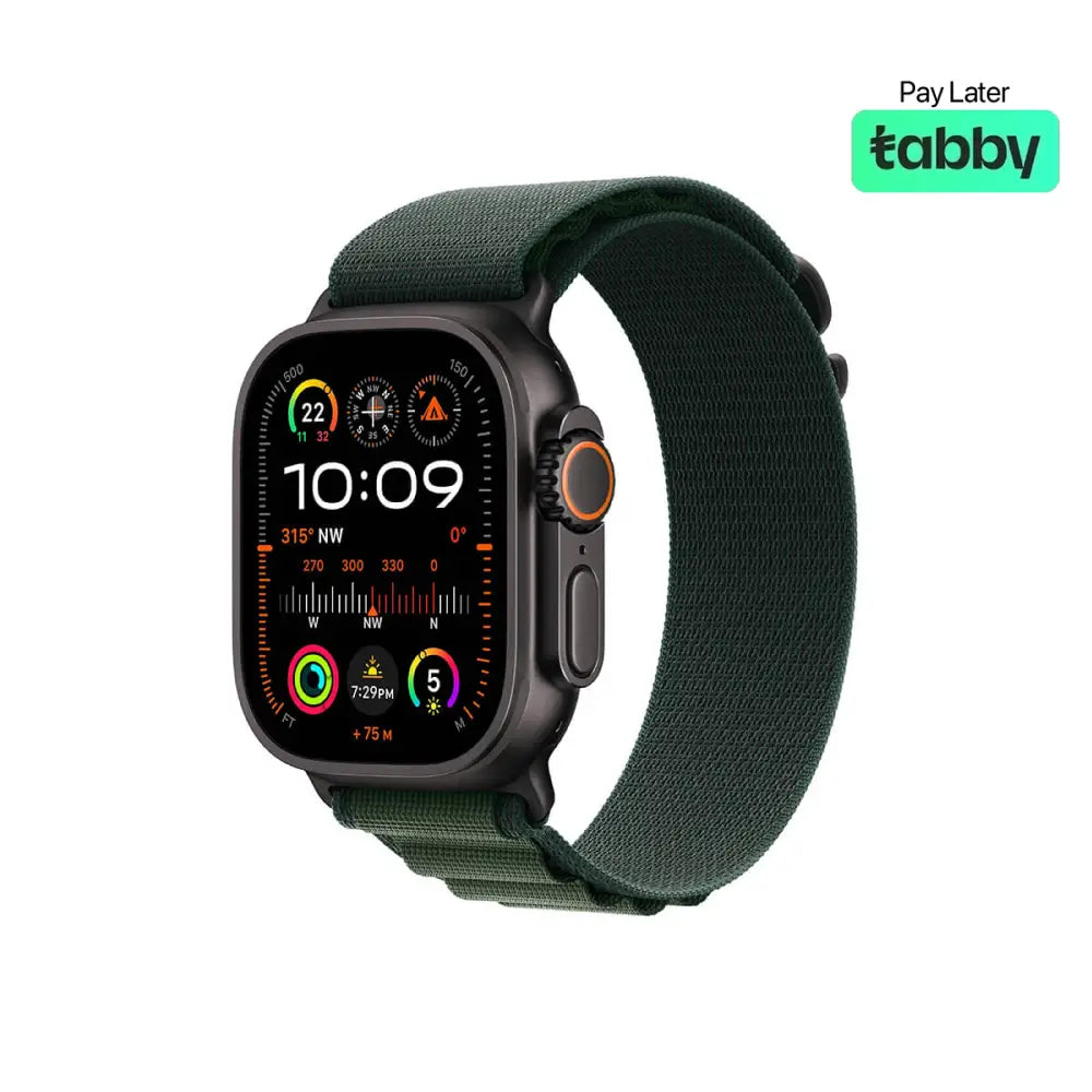 Apple Watch Ultra 2 49mm Black Titanium Dark Green Alpine Loop L