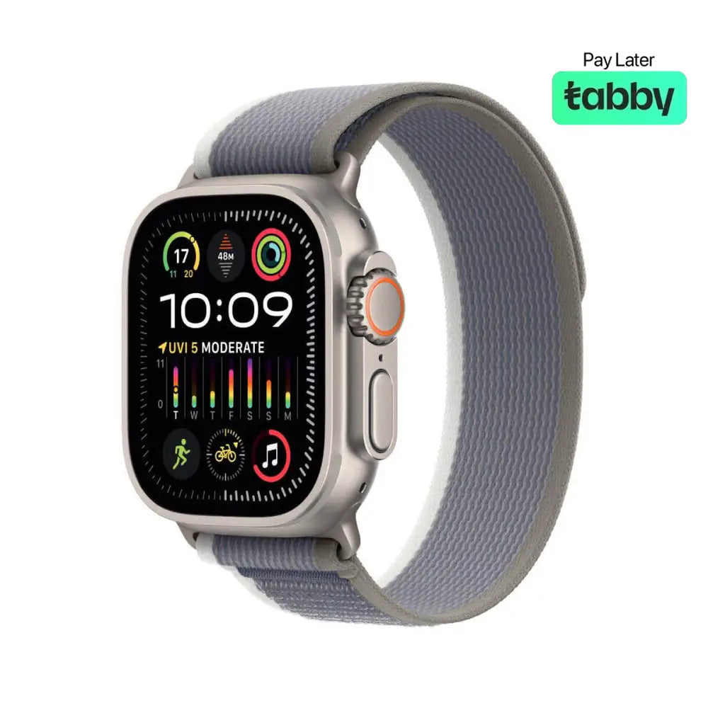 Apple Watch Ultra 2 49mm Titanium Case with Green/Grey Trail Loop - M/L
