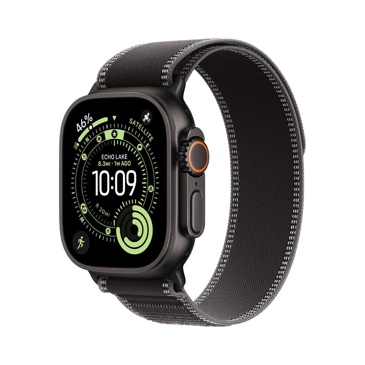 Apple Watch Ultra 3 49mm Black Titanium Case with Black/Charcoal Trail Loop - S/M