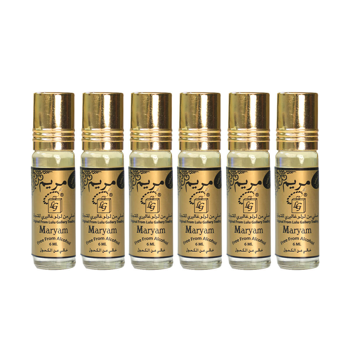 Maryam Roll-on Oil Free From Alcohol 6ml (Pack of 6) - Gold