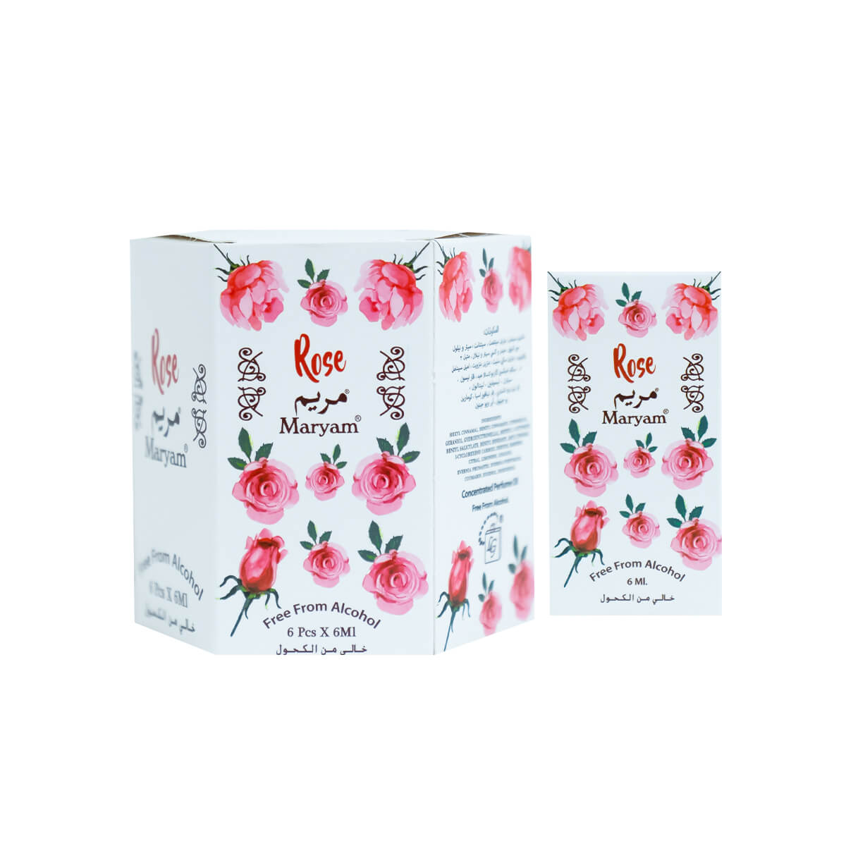 Maryam Roll-on Oil Free From Alcohol 6ml (Pack of 6) - Rose