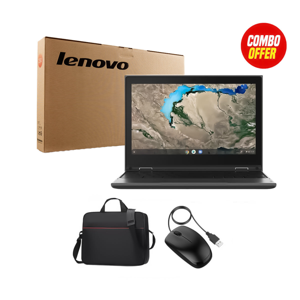 Used Lenovo Chromebook 300e 4GB RAM + 32GB Memory with Box (2 Items Combo)