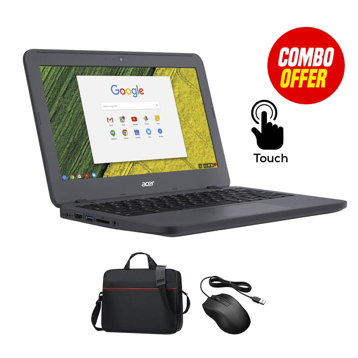 Used Acer Chromebook N16 Q13 Touch 4GB RAM + 16GB Memory (2 Items Combo Bundle)