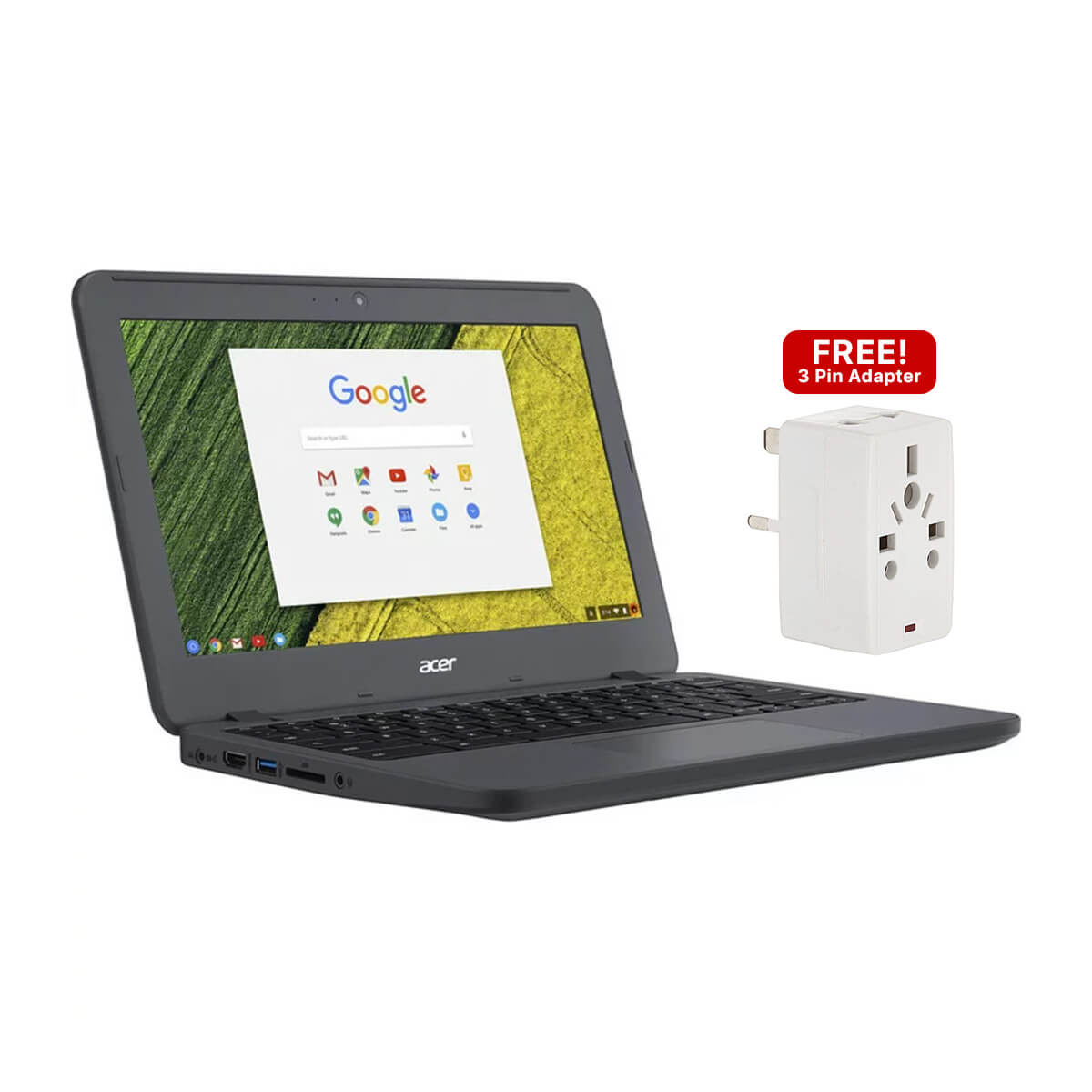 Used Acer C731 N16 Q13 Chromebook (4GB RAM + 16GB Memory) 3 Pin Adapter Free