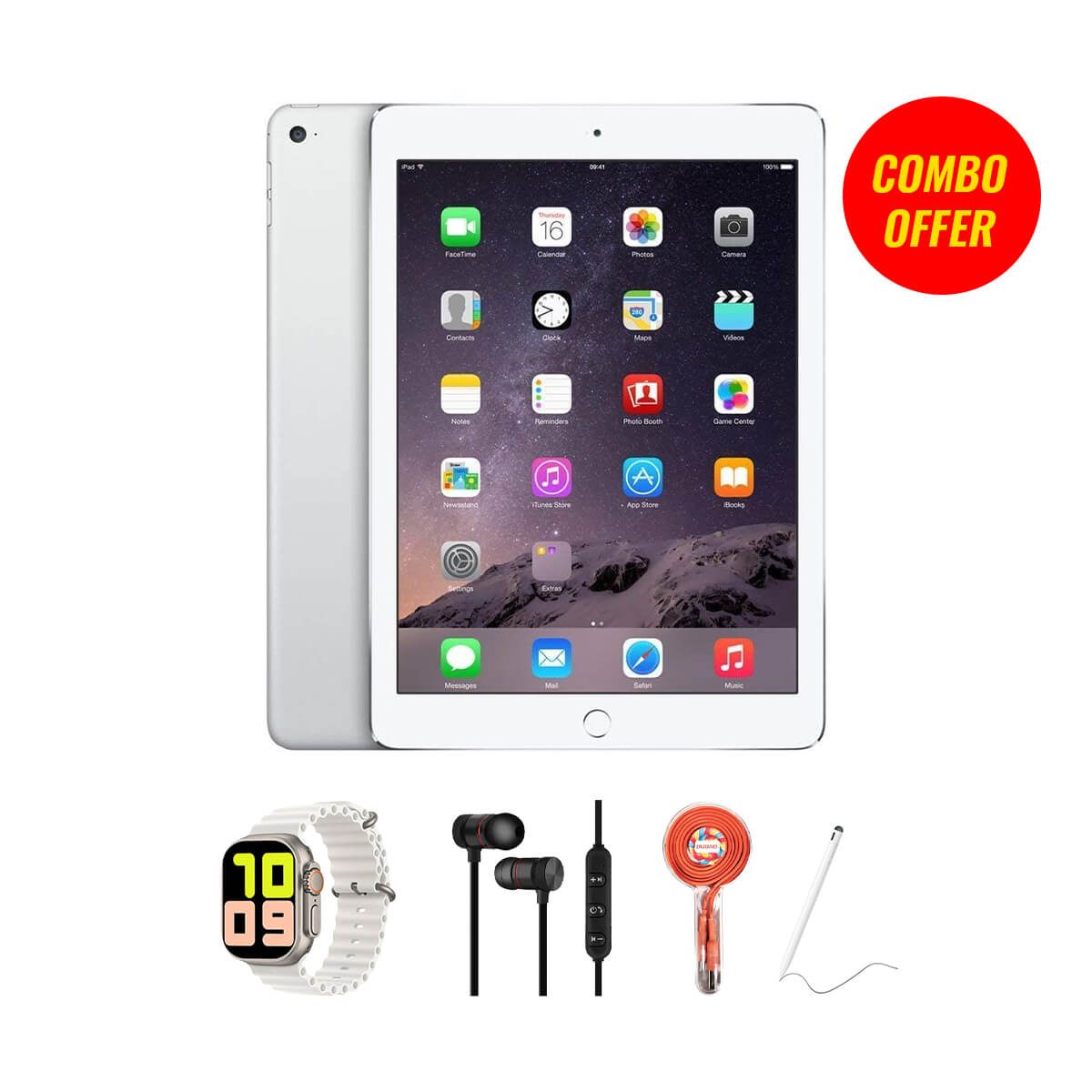 Used Apple iPad Air 2 Cellular 16GB Memory (4 Items Combo Bundle)