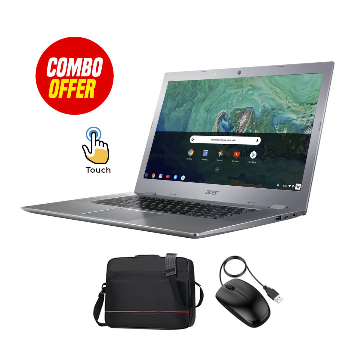 Used Acer Chromebook 15 N17Q9 Touch Screen 4GB RAM + 32GB Memory (2 Items Combo Bundle)