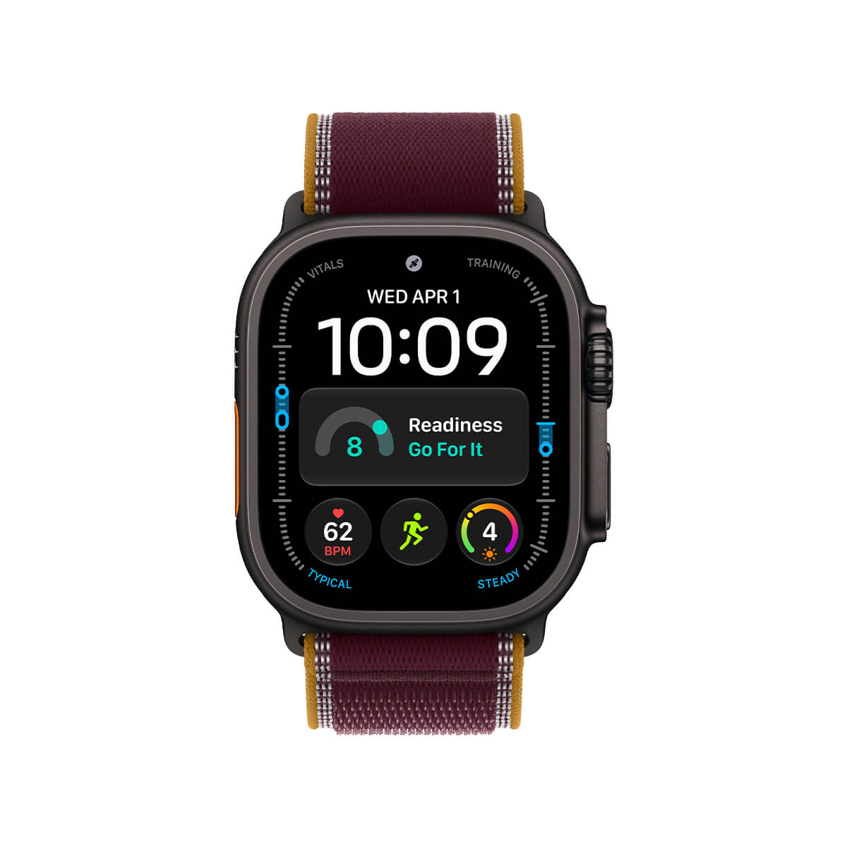 Apple Watch Ultra 4 49mm Black Titanium Case with Burgundy Trail Loop - M/L