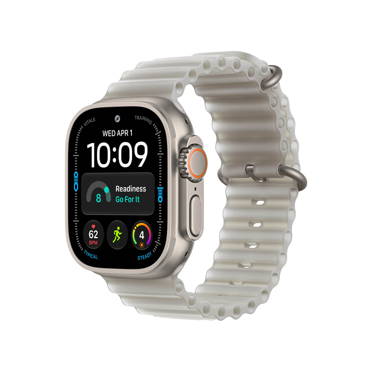 Apple Watch Ultra 4 49mm Natural Titanium Case with Translucent Grey Ocean Band