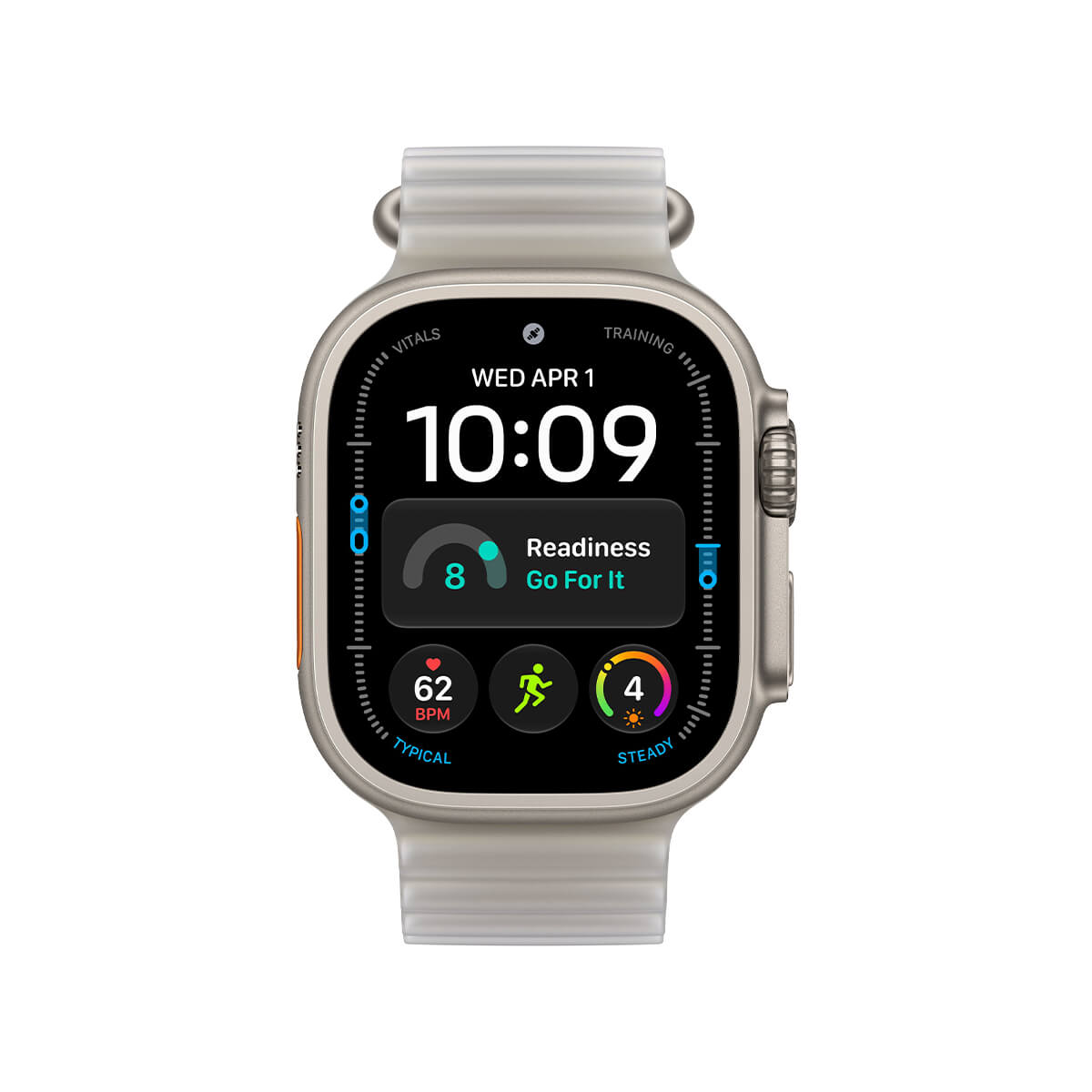 Apple Watch Ultra 4 49mm Natural Titanium Case with Translucent Grey Ocean Band