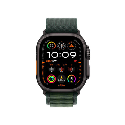 Apple Watch Ultra 2 49mm Black Titanium Dark Green Alpine Loop L