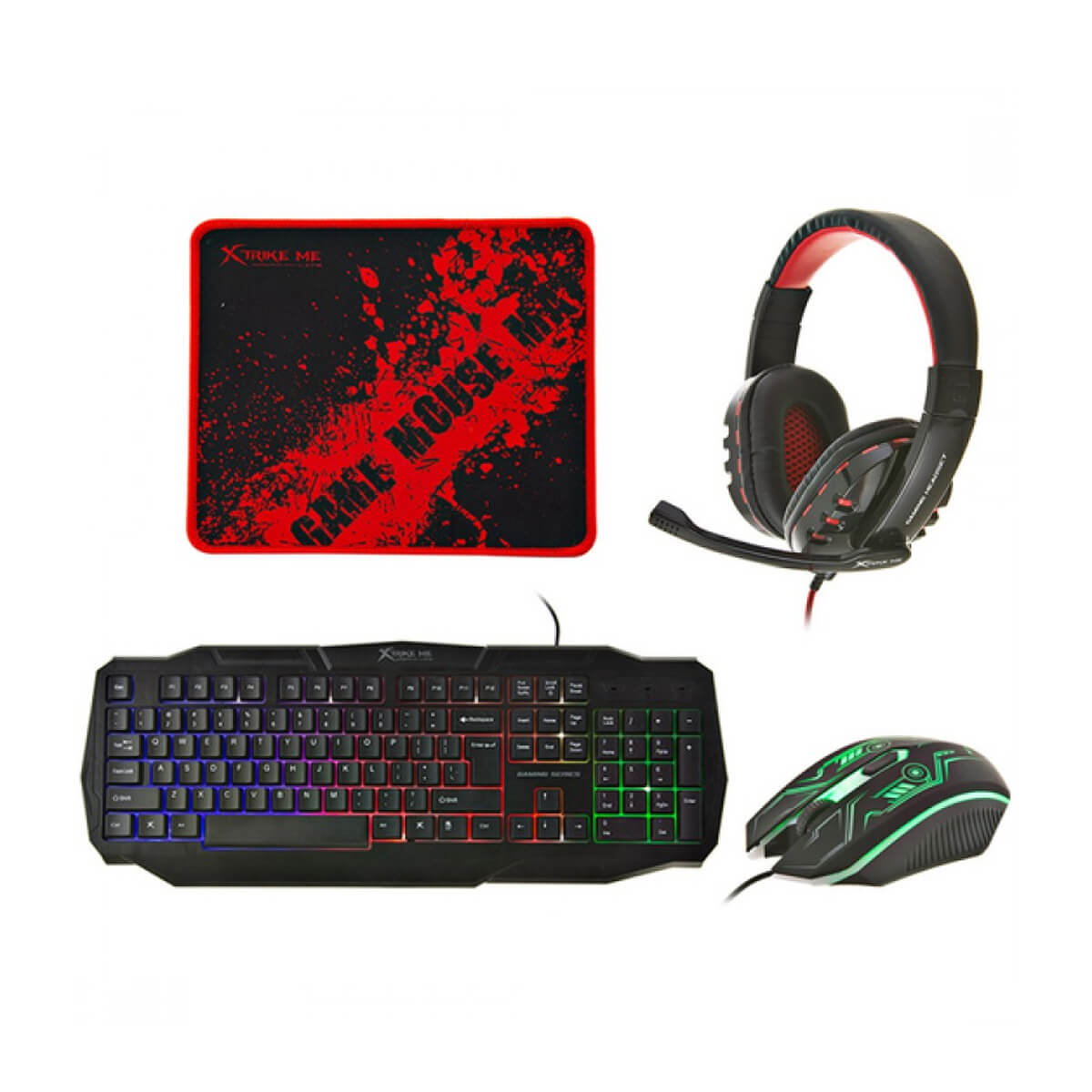 Xtrike Me Gaming Mouse and Keyboard with Headset+Mouse Pad CM-406