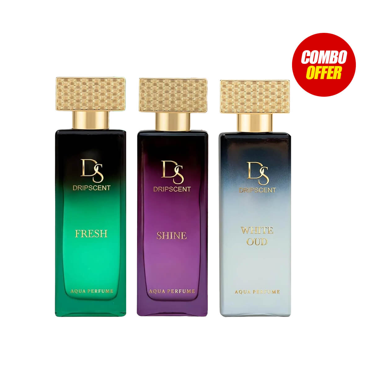 Dripscents White Oud, Shine, Fresh Aqua Perfume (3 Pcs Combo Bundle)