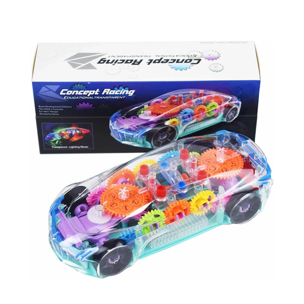 Concept Transparent Mechanical Gear Toy Musical Car