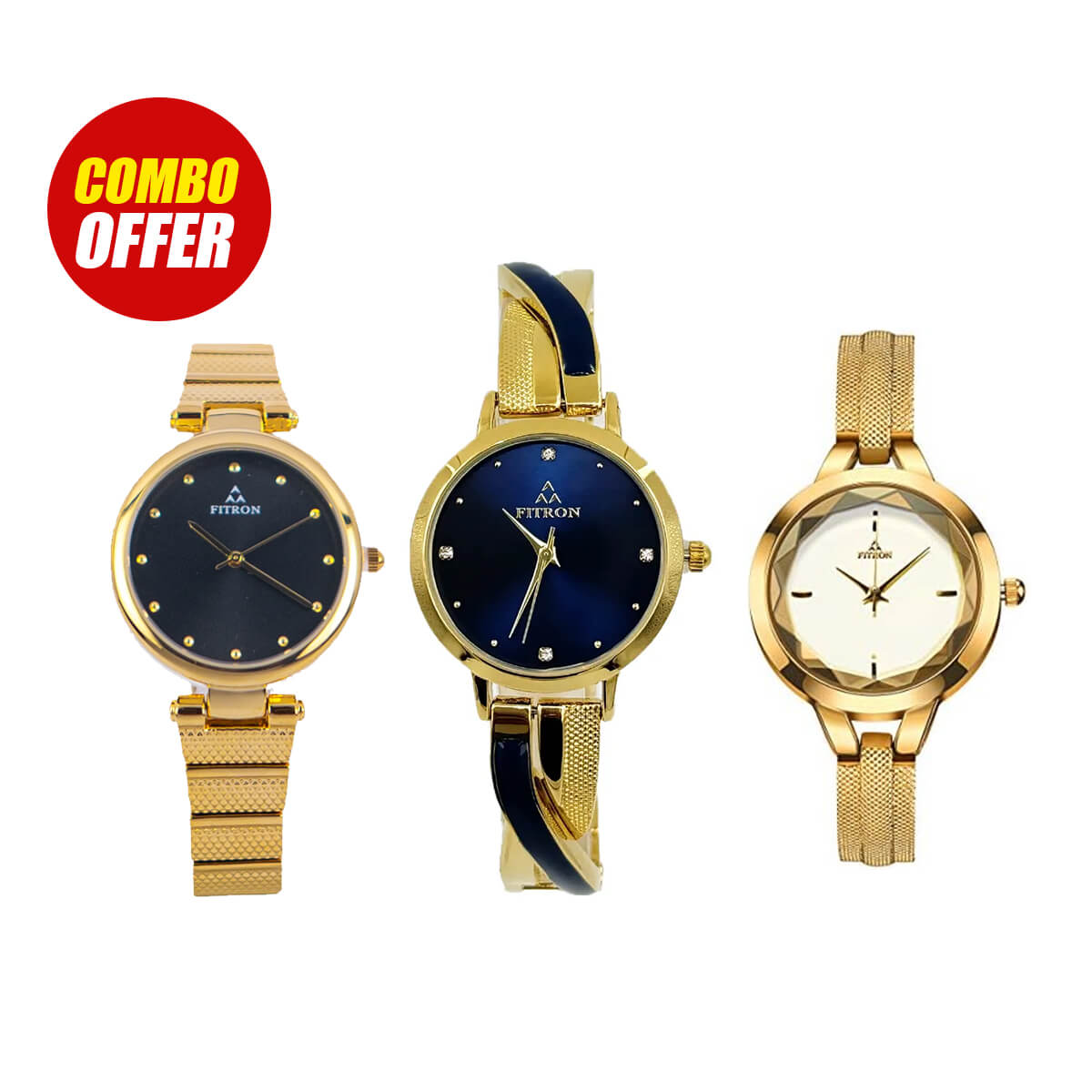 Fitron Ladies Fashion Watch Collections (3 Pcs Combo) Mix Models