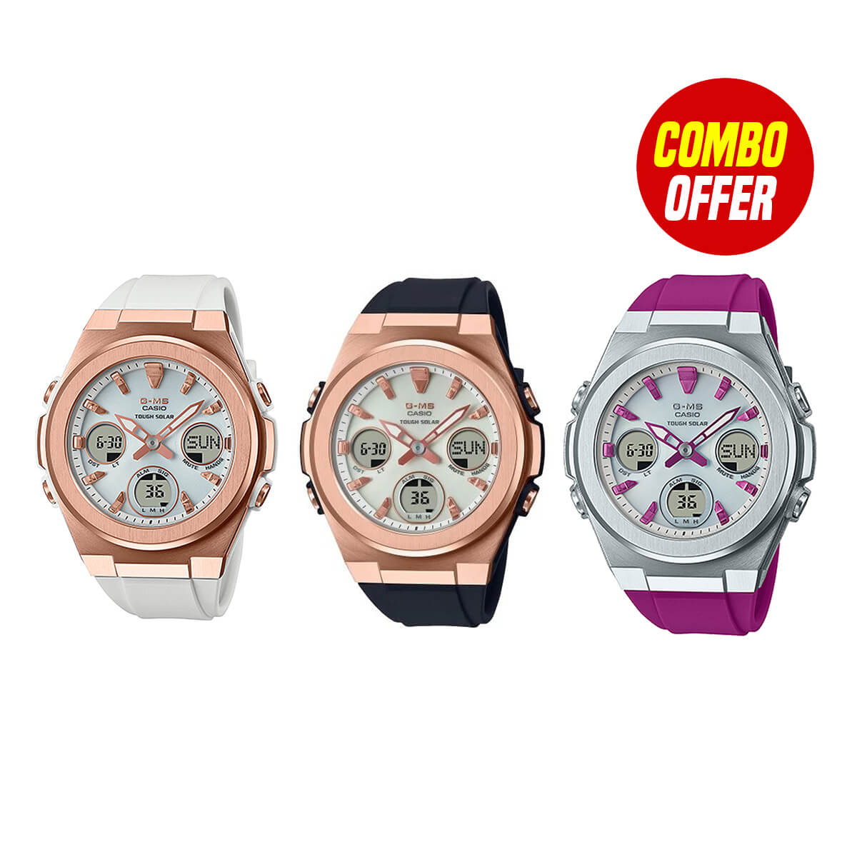 Casio G Shock Baby-G Solar Womens Watch (3 PCS Combo Bundle)