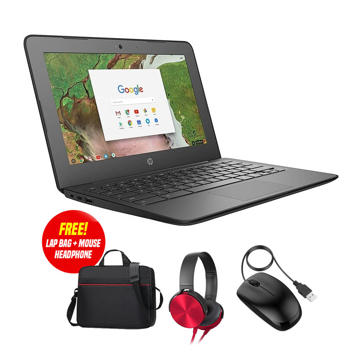 Used HP G6 Chromebook 8GB RAM + 32GB Memory (3 Items Combo Bundle)